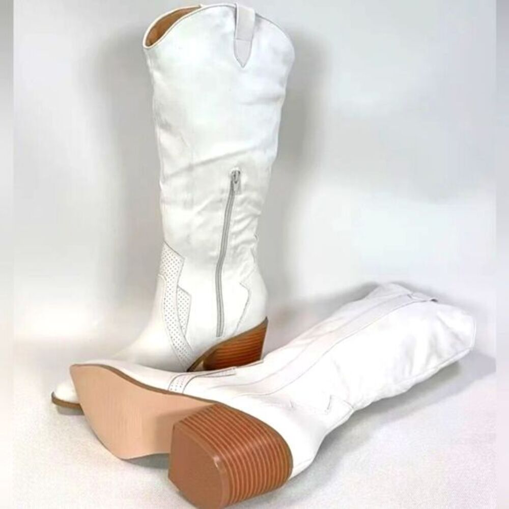 Ladies White Western Knee-High Boots Sz 9